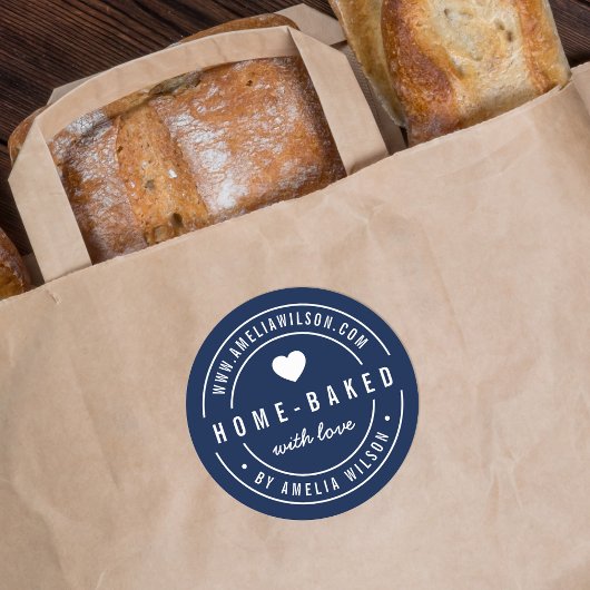 Fett Zuhause gebacken mit Liebe Herz Runder Aufkleber