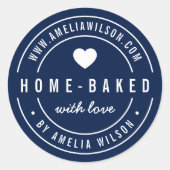 Fett Zuhause gebacken mit Liebe Herz Runder Aufkleber (Vorderseite)