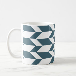 Fett Zwei-Tone-Pfeil Zickzack Streifen Blau Weiß Kaffeetasse