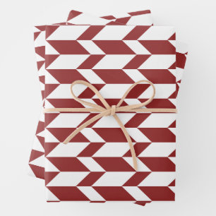Fett Zwei-Tone-Pfeil Zickzack Streifen rot Weiß Geschenkpapier Set