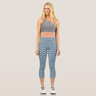 Fett Zwei-Tone-Pfeil Zickzack Stripe Blue Tones Capri Leggings