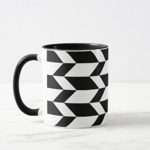 Fett Zwei-Tonen-Pfeil Zickzack Streifen Schwarz & Tasse