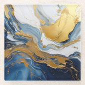 Fettabdruck von Gold und Blau Glasuntersetzer (Vorderseite)