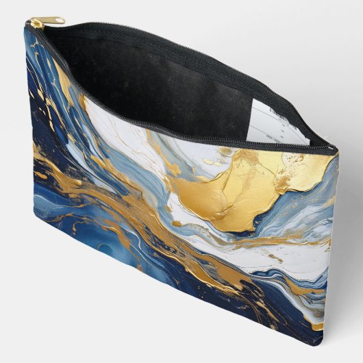 Fettabdruck von Gold und Blau Zubehörtasche (Offen)