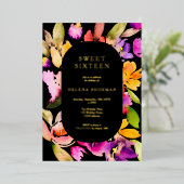 Fettabfall Übergröße Blumenwasserfarbe Süß 16 Folieneinladung (Stehend vorne)