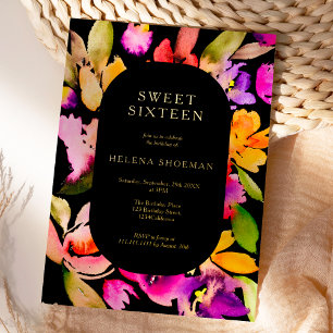 Fettabfall Übergröße Blumenwasserfarbe Süß 16 Folieneinladung