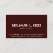 Fettbacken (Farbe anpassbar) Visitenkarte (Rückseite)