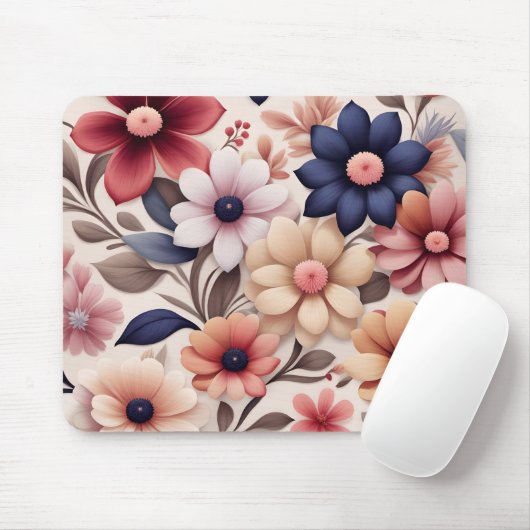 Fettblumen- und Blätter-Muster rosa Mousepad (Mit Mouse)