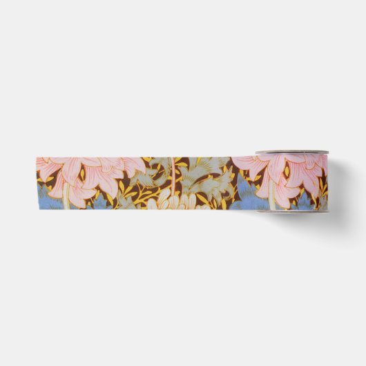 Fettblumiges William-Morris-Design Satinband (Vorderseite)