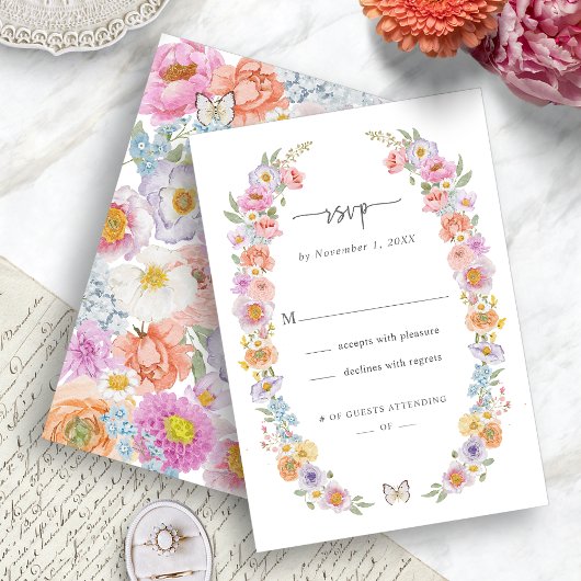 Fettbraune florale RSVP-Karte RSVP Karte