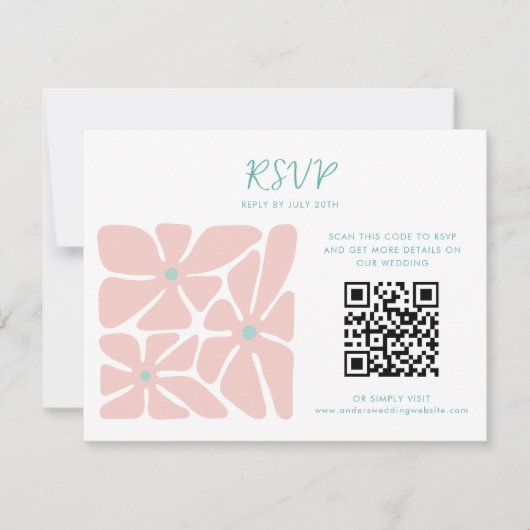 Fettbraune Retro-QR-Code für Hochzeitsreaktion RSVP Karte (Vorderseite)