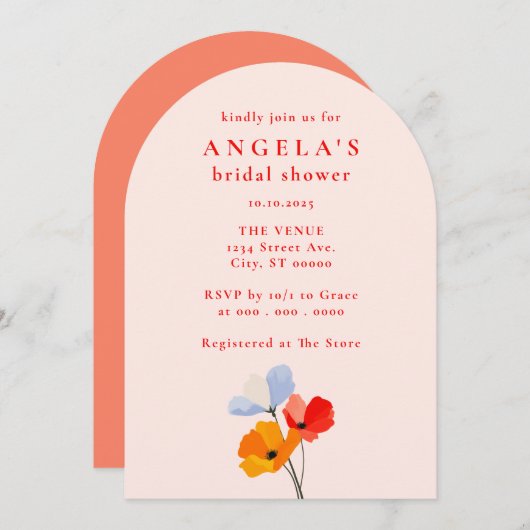 Fettbraunes Brautparty Einladung (Vorne/Hinten)