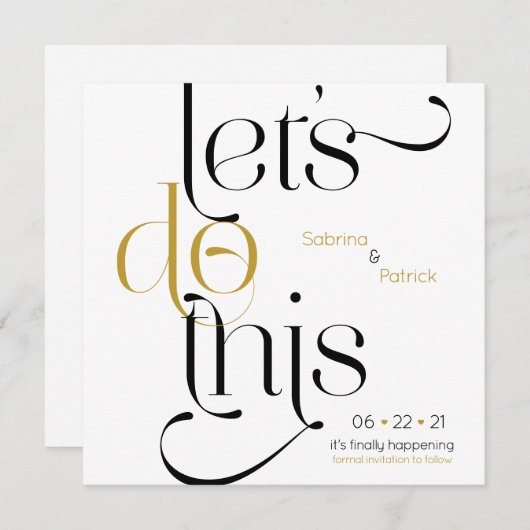 Fettdruck Lasse dies Save the Date Einladung (Vorne/Hinten)