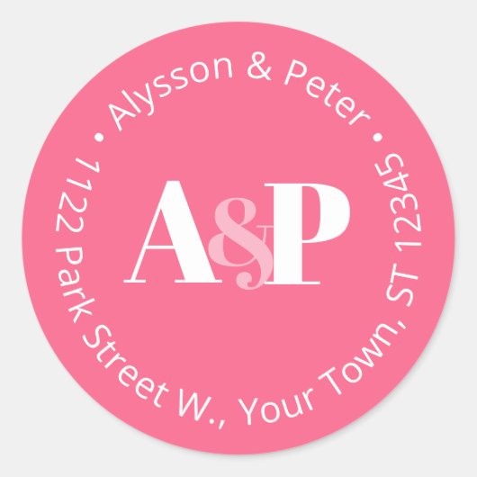 Fettdruck, rosa und weiße Rücksendeadresse Runder Aufkleber (Vorderseite)
