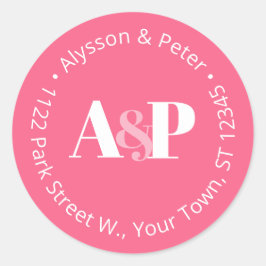 Fettdruck, rosa und weiße Rücksendeadresse Runder Aufkleber