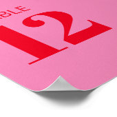 Fettdruck Typografie Rosa Moderne Tischnummer Zeic Poster (Ecke)