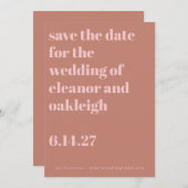 Fettdruck Typografie Terracotta Blush Moderne Hoch Save The Date (Vorne/Hinten)