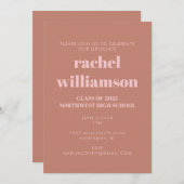 Fettdruck Typografie Terracotta Pink Graduation Pa Einladung (Vorne/Hinten)