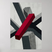 Fette abstrakte 3D Rot Schwarz Weiß Poster (Vorne)