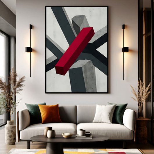Fette abstrakte 3D Rot Schwarz Weiß Poster