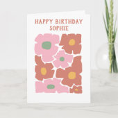 Fette abstrakte Blume_ Moderne Retro-Blumen-Geburt Karte (Vorderseite)