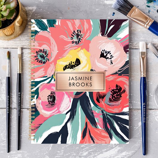 Fette abstrakte Blumen Custom Name Planer