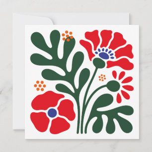 Fette abstrakte florale flache Karte mit Mohnmotiv