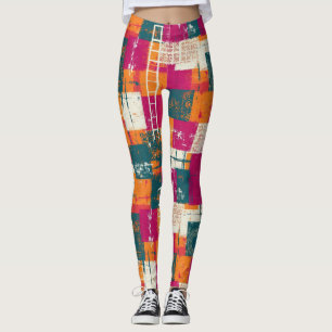 Fette abstrakte geometrische - Grunge-Pinseltextur Leggings