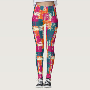 Fette abstrakte geometrische - Grunge-Pinseltextur Leggings