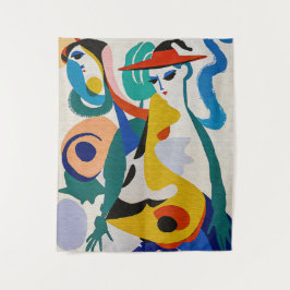 Fette abstrakte Kubismus-Surreal-Figuren-Malerei Wandteppich