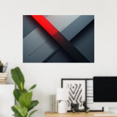 Fette abstrakte rote und graue Geometrie Poster (Heimbüro)