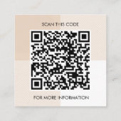 Fette beige Gingham-Quadrate Logo QR-Code Quadratische Visitenkarte (Rückseite)
