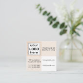 Fette beige Gingham-Quadrate Logo QR-Code Quadratische Visitenkarte (Stehend Vorderseite)