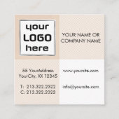 Fette beige Gingham-Quadrate Logo QR-Code Quadratische Visitenkarte (Vorderseite)
