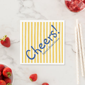 Fette blaue Cheers gelbe Streifen-Junggesellinnen- Serviette