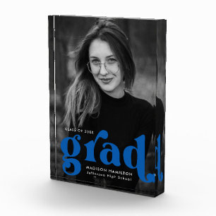 Fette blaue Typografie-Abschluss Fotoblock