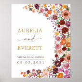 Fette Blume Fall Wildblume Hochzeit Willkommen Poster (Vorne)