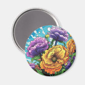 Fette Blume hell  Magnet (Vorderseite/Rückseite)
