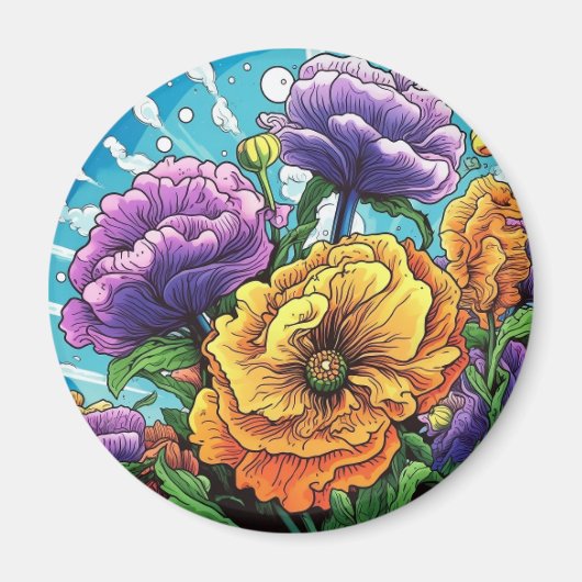 Fette Blume hell  Magnet (Vorne)
