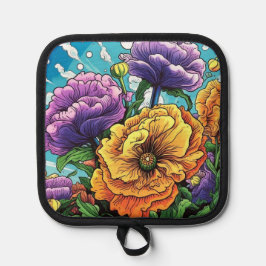 Fette Blume hell  Topflappen