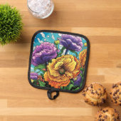 Fette Blume hell  Topflappen (Oben Unten)