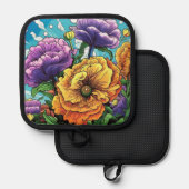 Fette Blume hell  Topflappen (Vorderseite/Rückseite)