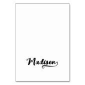 Fette Brush Script N Swash Namensplatzkarten Tischnummer (Vorderseite)