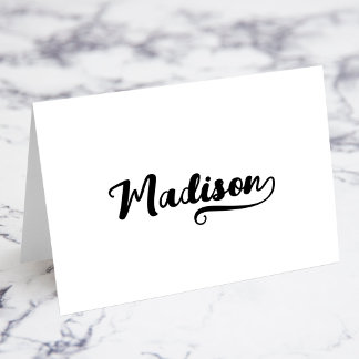 Fette Brush Script N Swash Namensplatzkarten Tischnummer