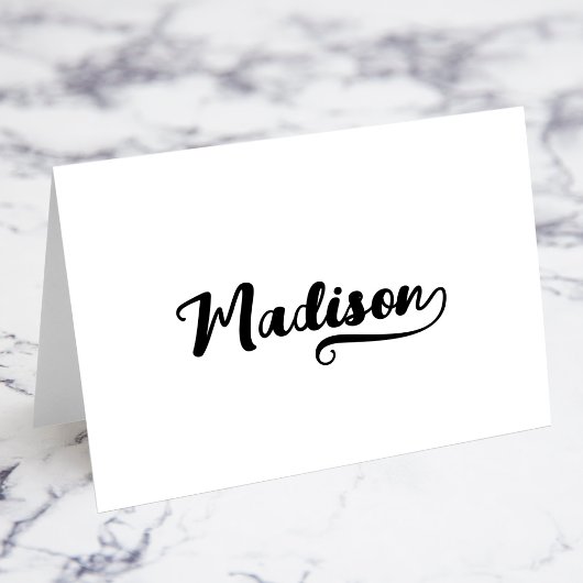Fette Brush Script N Swash Namensplatzkarten Tischnummer
