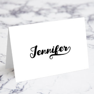 Fette Brush Script R Swash Namensplatzkarten Tischnummer