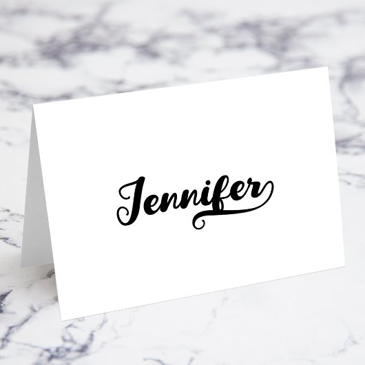 Fette Brush Script R Swash Namensplatzkarten Tischnummer