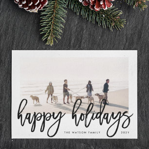 Fette Brush Script Typografie Weihnachtsfoto Glück Feiertagskarte