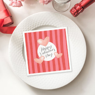 Fette bunte Streifen und Herzen Valentinstag Serviette