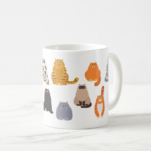 Fette Cartoon Fett Katzen Blick Kaffeetasse (VorderseiteRechts)